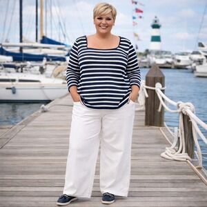 OLD‎ NAVY Striped Scoop Neck Long Sleeve Shirt Women's Plus Size XL Nautical